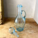 Large blue bubble glass decanter