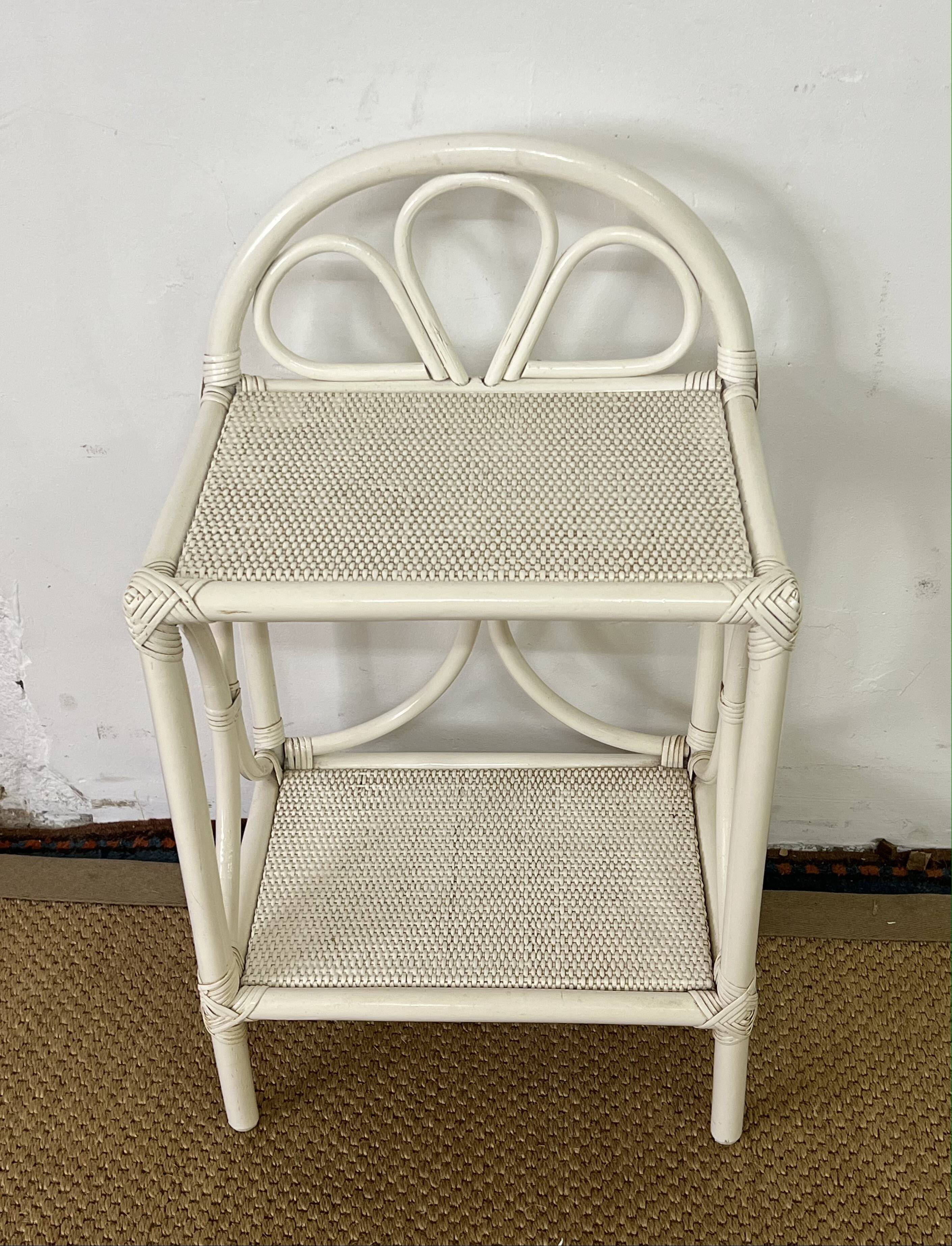 Vintage rattan side table / bedside table