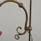French Antique Brass Anglepoise Table Lamp Patterned Glass Pink Edged Shade 5131