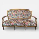 19th-century floral velvet bench