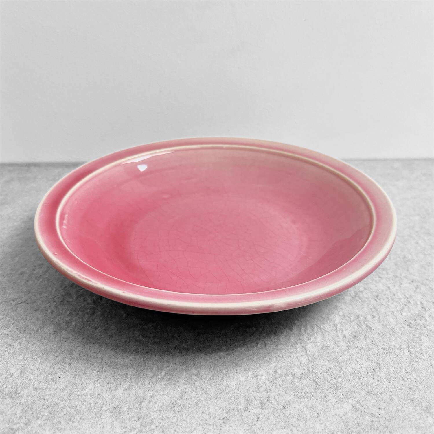 Vintage Vallauris plate - Pink glazed earthenware