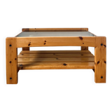 Vintage pine and glass coffee table