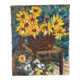 Basket of sunflowers, knife oil