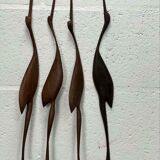 set of 4 vintage wooden wall sculptures / birds
