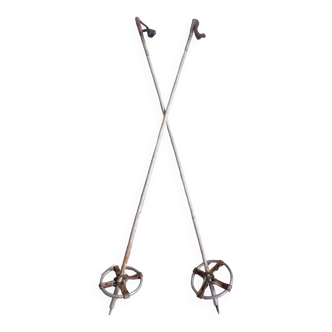 Pair of vintage reed ski poles