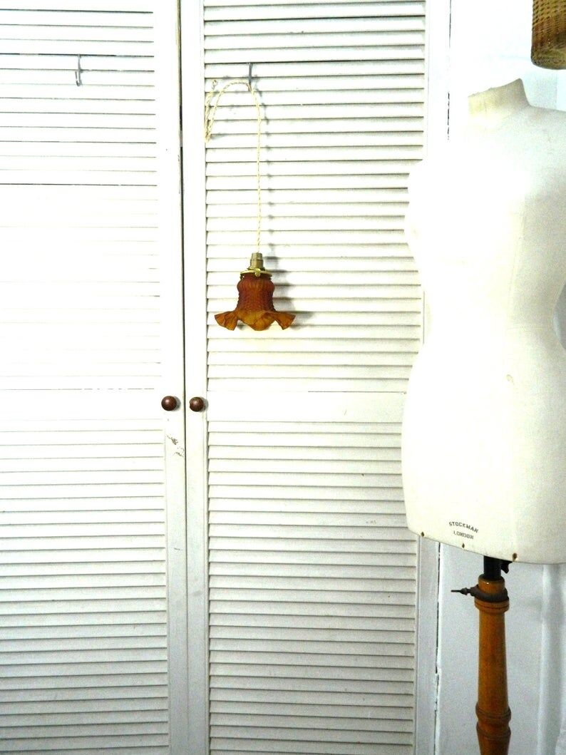 Dark amber glass hanging lamp