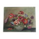 Oil on wood vase of flowers anemones 60s