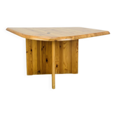 Solid pine coffee table in an organic shape, 1980s.