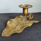 Antique bronze ivy leaf candle holder