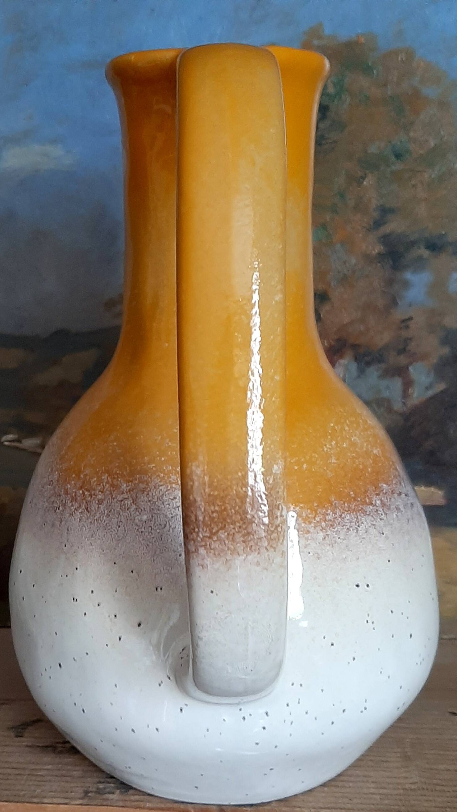 Two-Tone Ceramic Stoneware Carafe Pitcher - Vintage Design