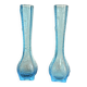 Antique Pair of Soliflore Vases, Pressed Moulded Glass, Blue Opaline Sapphire, 19th Century