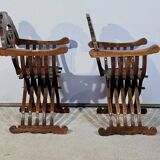 Paire de Fauteuils Syriens Savonarole en Noyer – Fin XIXe