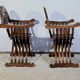 Pair of Savonarola Syrian Walnut Armchairs – Late 19th Century