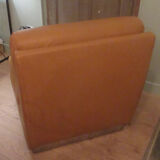 Leather armchair, stainless steel base, 70s