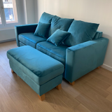 Sofa bed 3 places turquoise