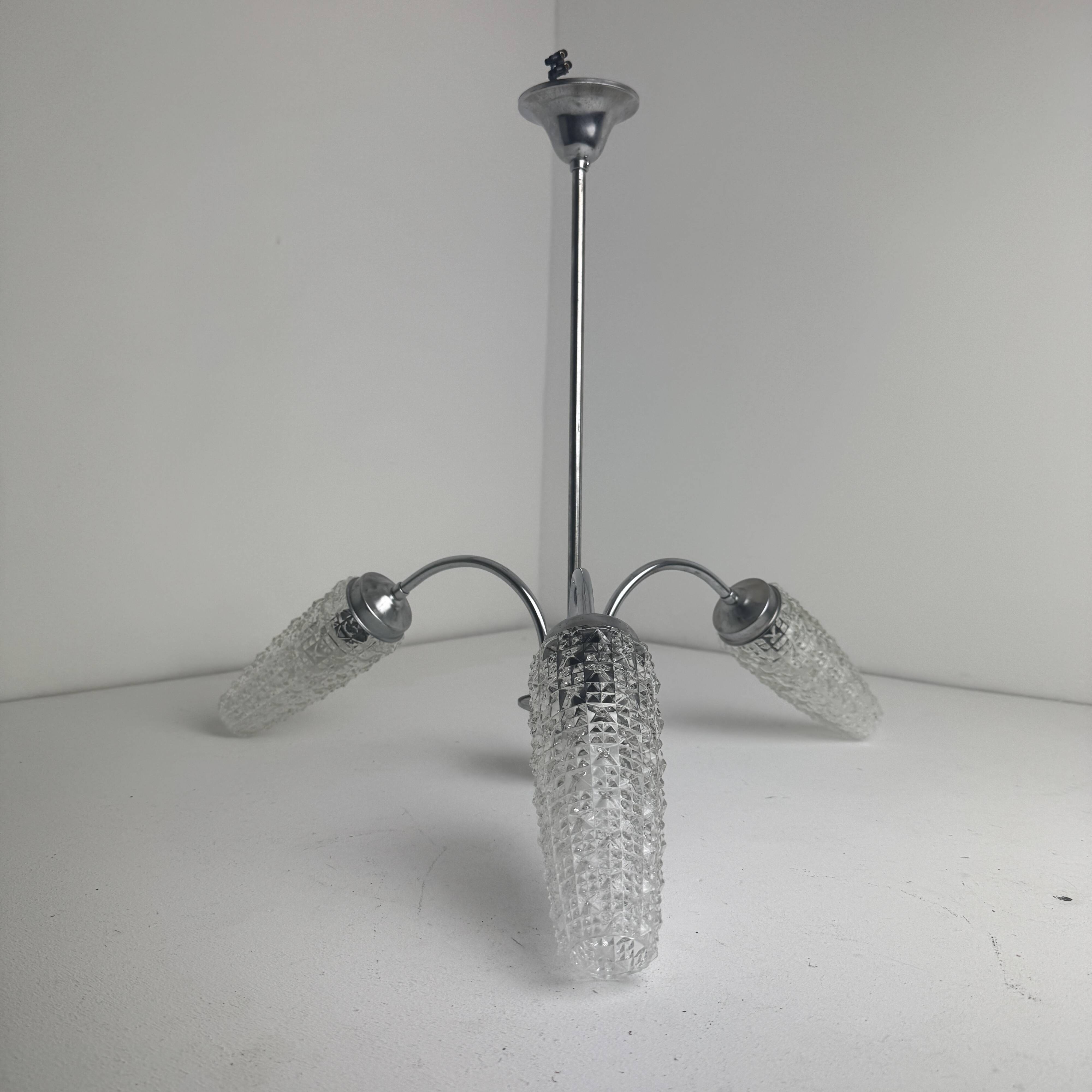 Antique 3-bulb vintage chandelier 1960