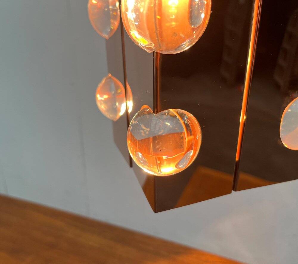 Suspended lamp in acrylic and copper, German mid-century by Cosack, 1960s.