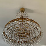Cascade chandelier with crystal and bronze tassels