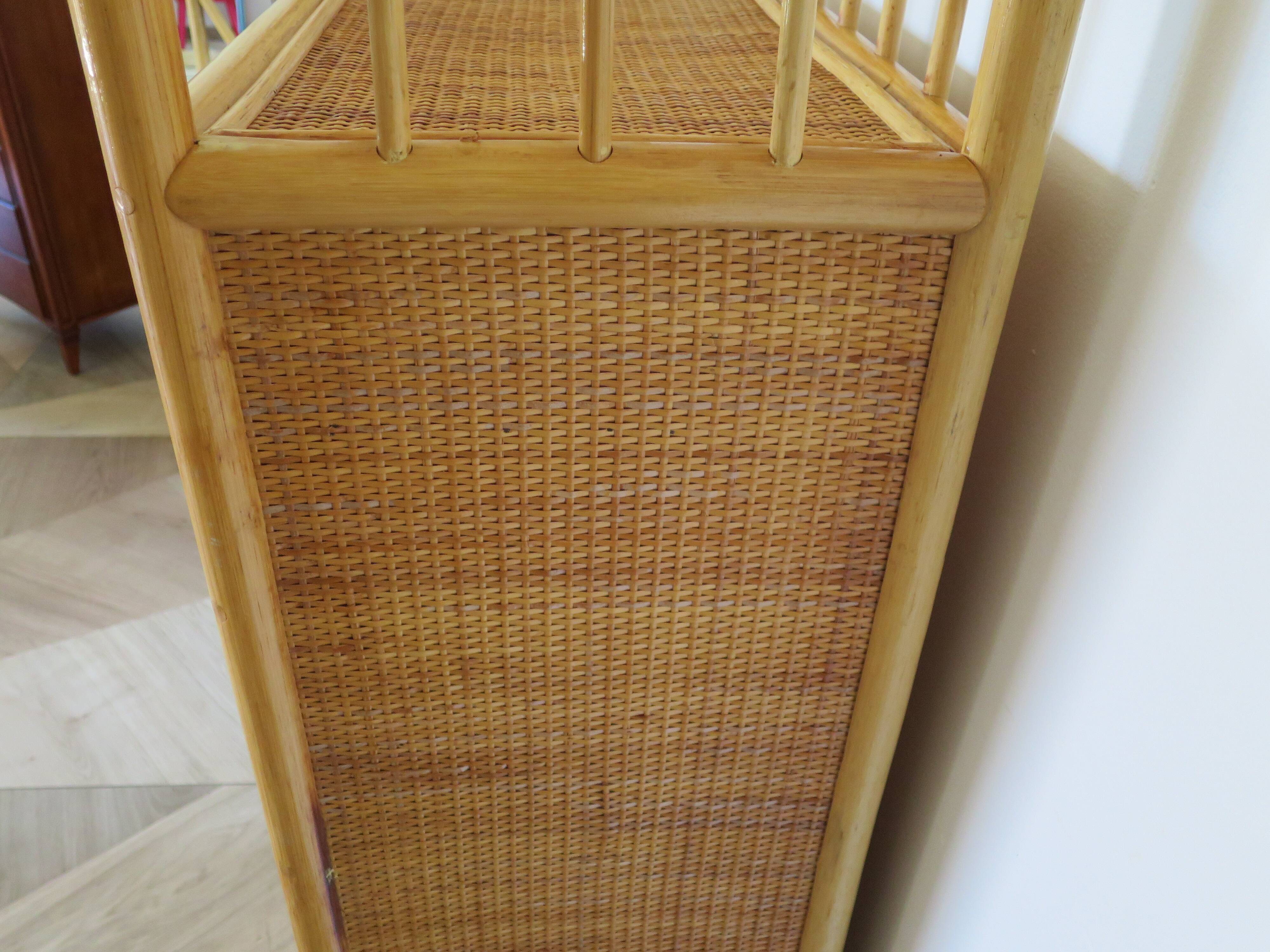 Vintage Library - 2 drawers - Woven rattan cupboard - 1980s - natural