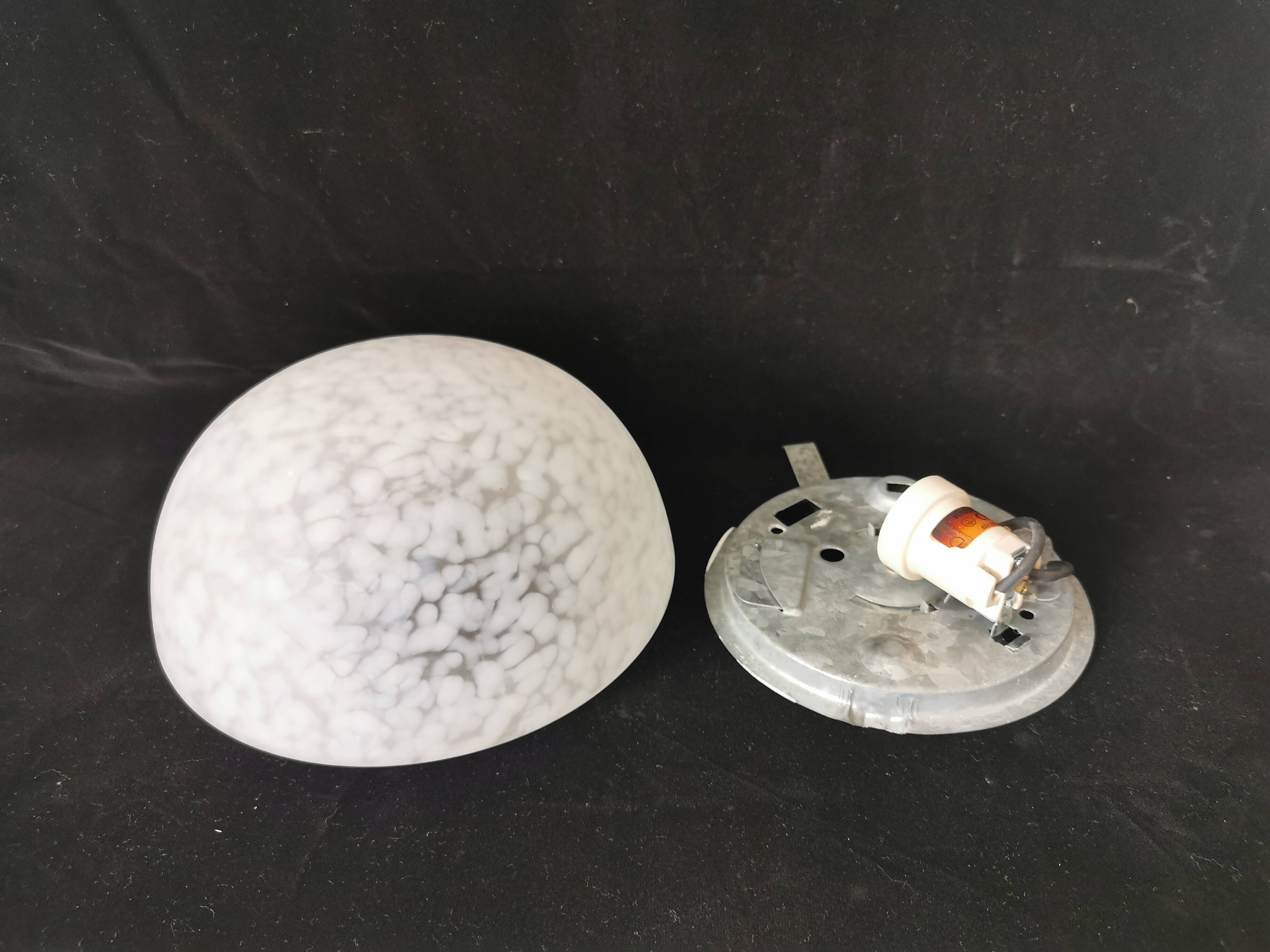 Clichy glass wall light, white moutonné glass, 1980s