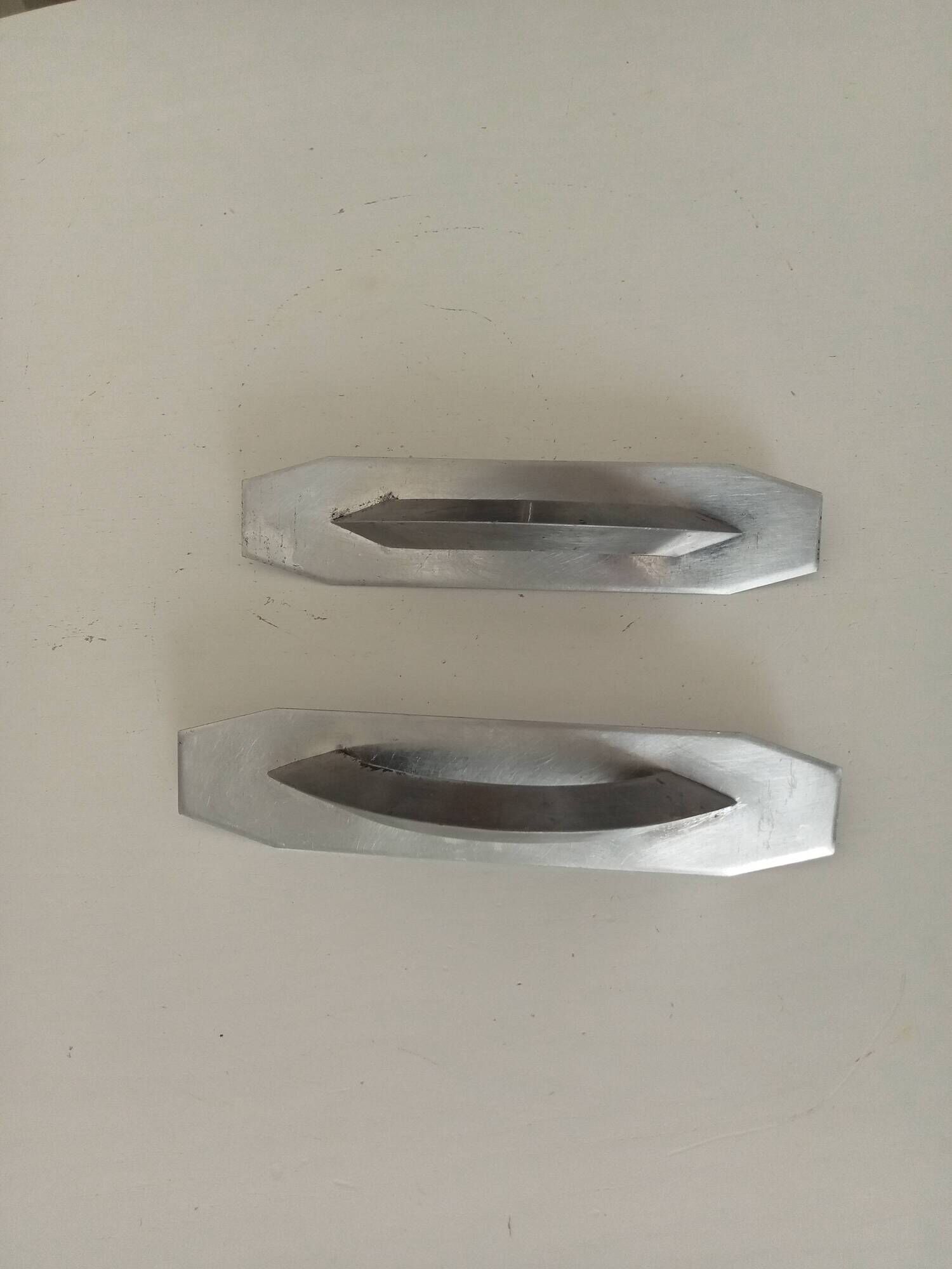 Pair of vintage brushed aluminum furniture handles