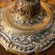pair of chiselled bronze bedside lamps from 1900, silk shade and trim style