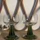2 two-tone white wine glasses from the 1970s