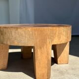 Quadripod coffee table in solid wood monoxyl natural color (dark)