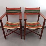 Pair of folding garden armchairs