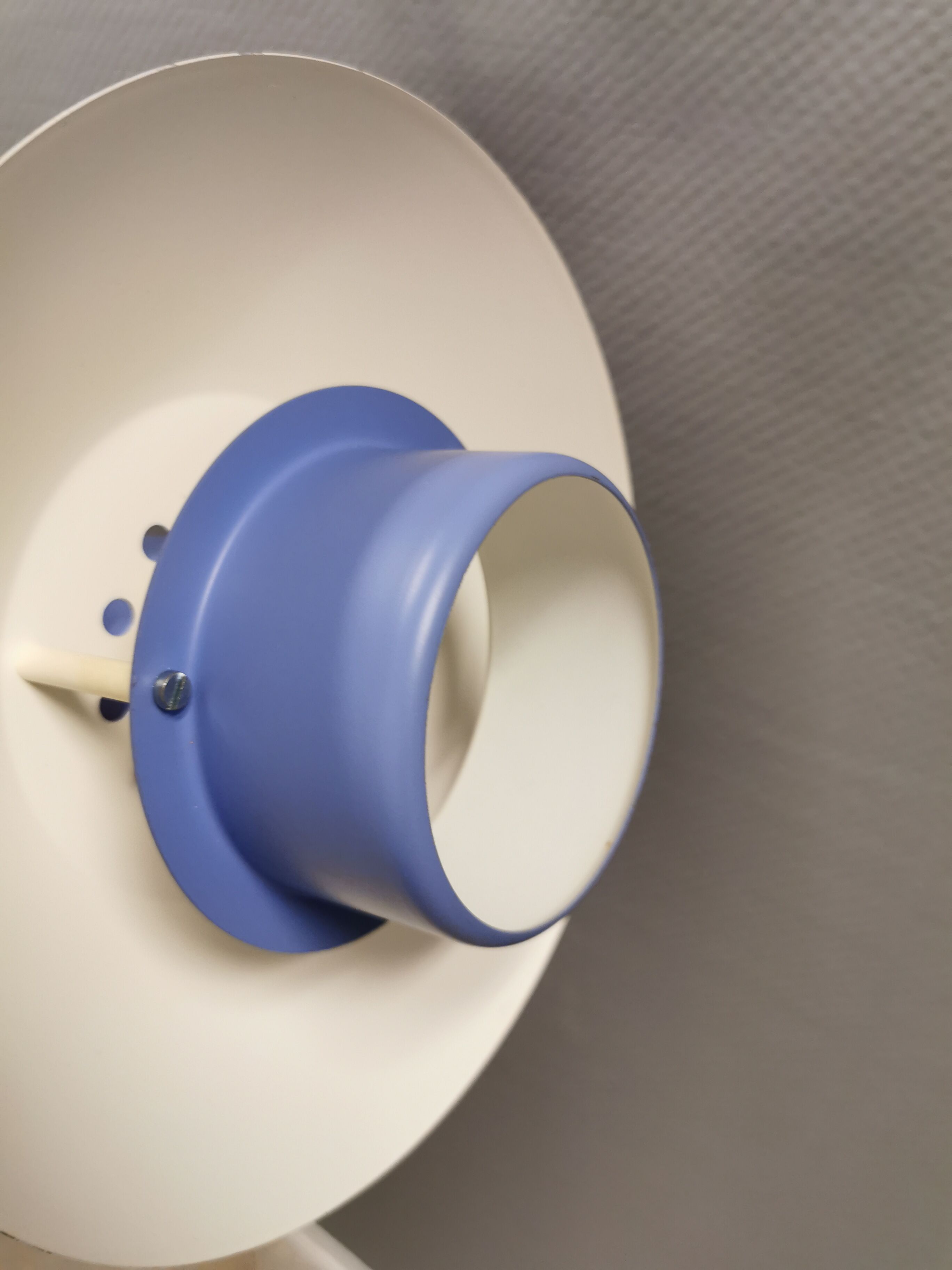 Classic small Danish hanging lamp, produced by Form-Light in the 1980s. Light purple color