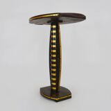Art Deco style side table in beech and gilded metal. 1960s
