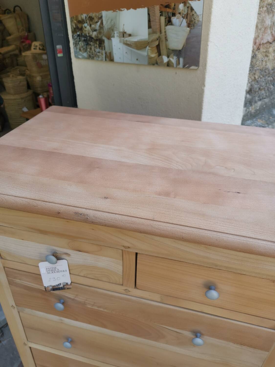 Louis Philippe chest of drawers with 7 drawers in raw wood