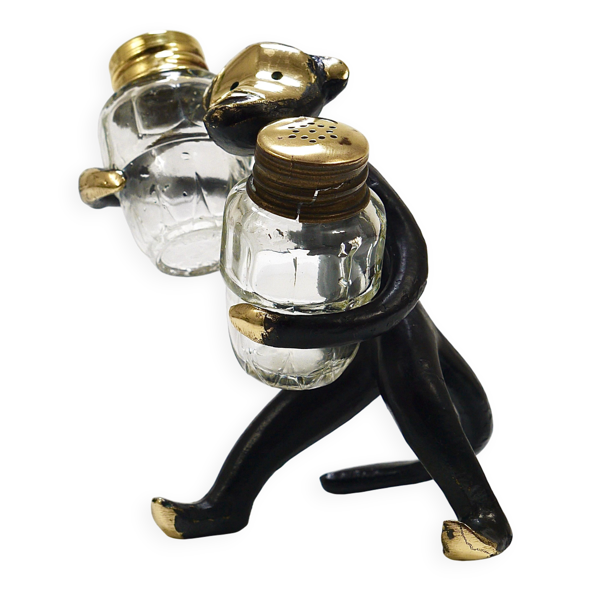 Set of salt and pepper shakers monkey Walter Bosse, Herta Baller, Austria, 1950s