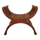 Solid Wood Curule Stool Vintage French Curved Slatted Seat Mid Century