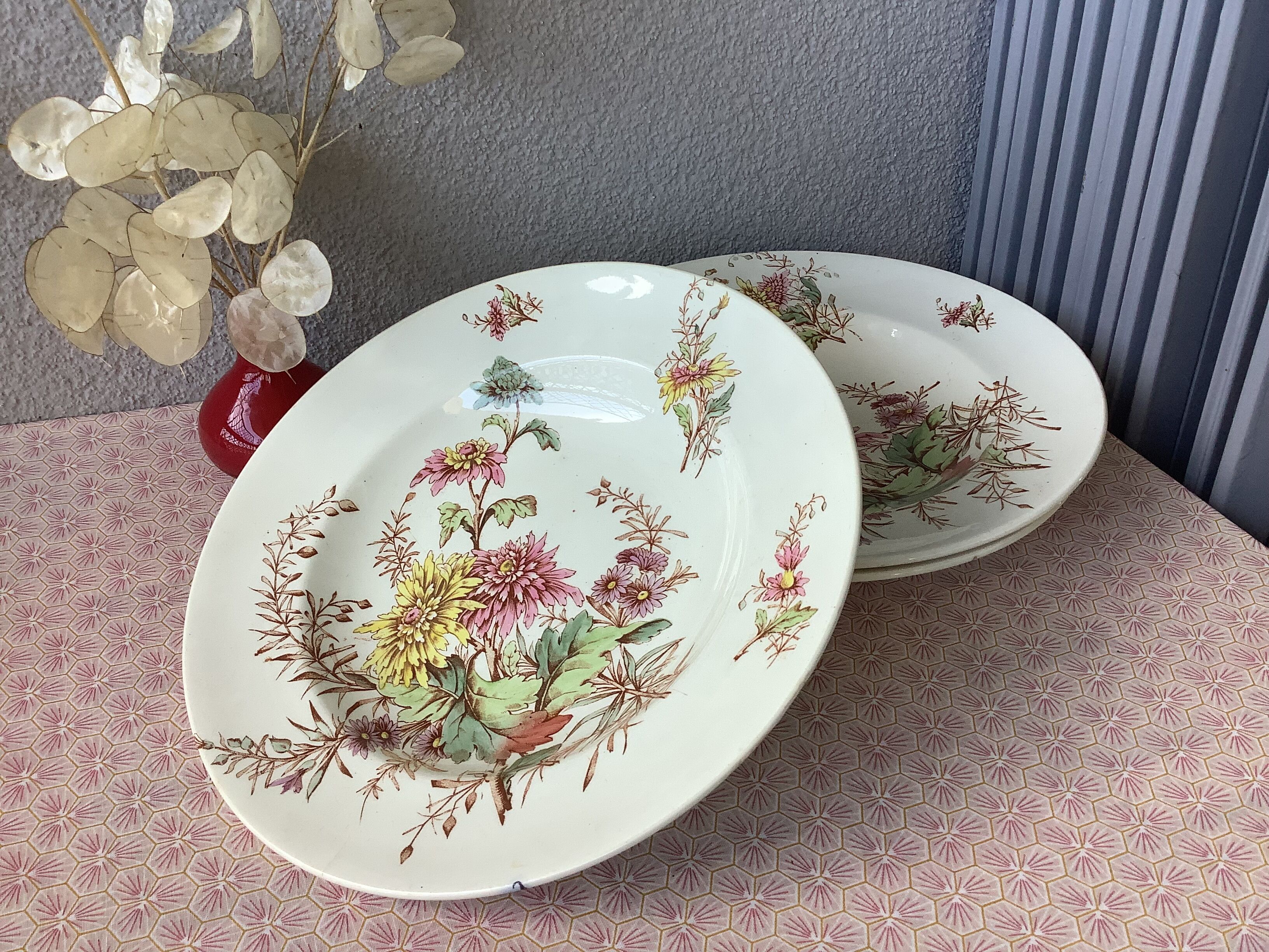 Assiettes Lunéville Keller & Guérin XIXème terre de fer