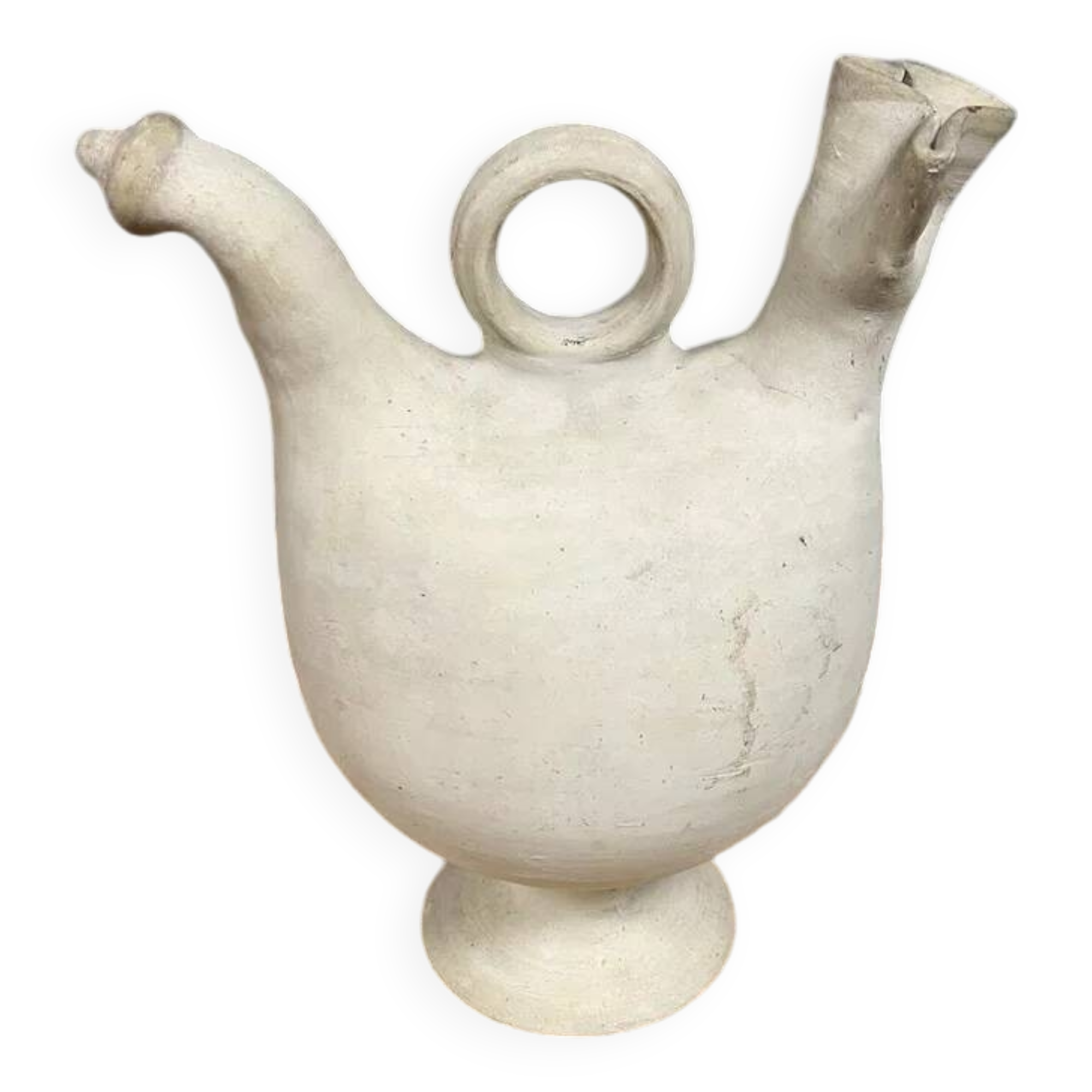 Antique Spanish water jug in terracotta or white pottery circa 1900