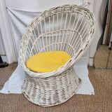 Fauteuil corbeille en rotin de 1980