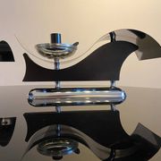 Pair of metal and blown glass wall lights, Italy 1970s, in excellent condition.