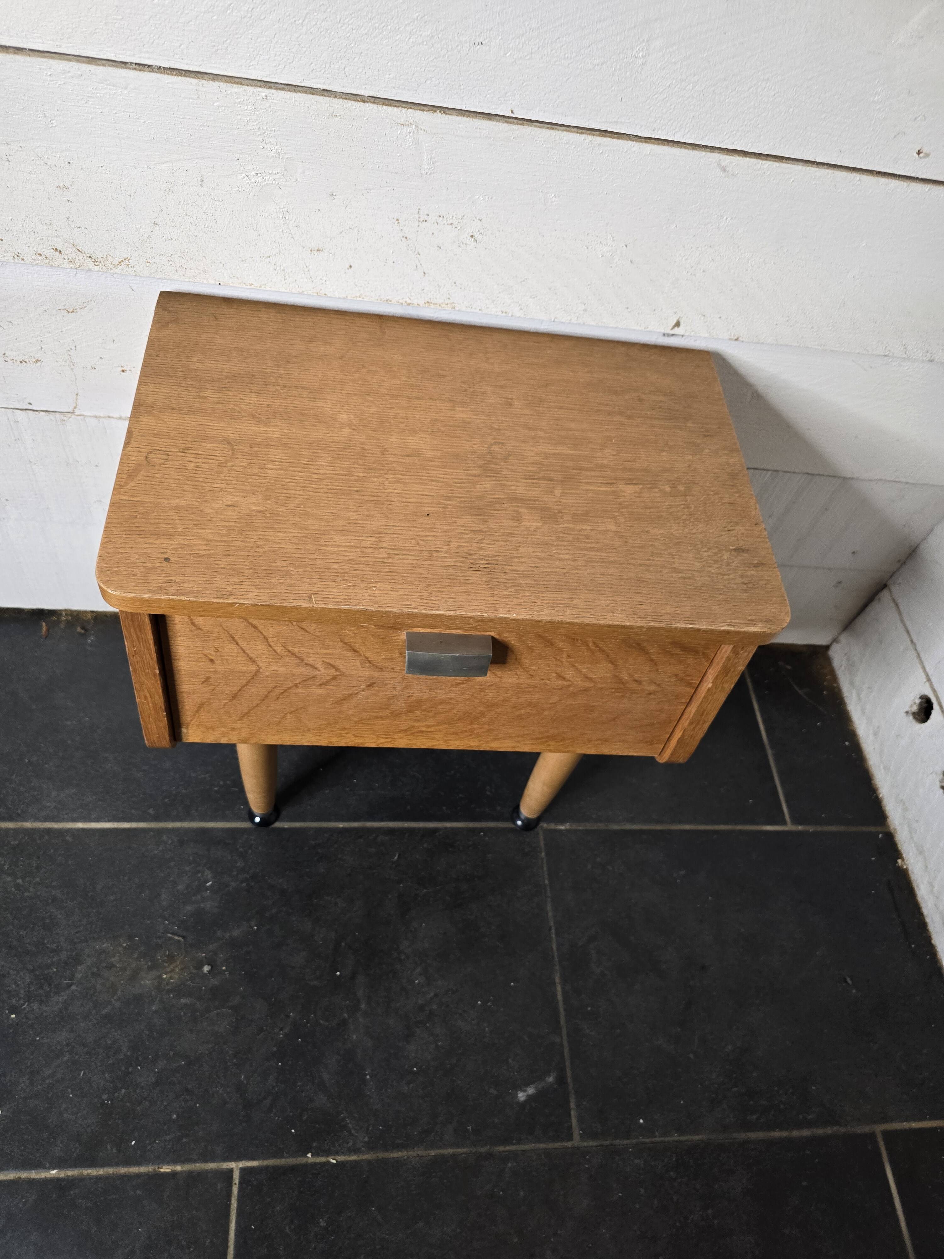 Vintage 60s oak bedside table