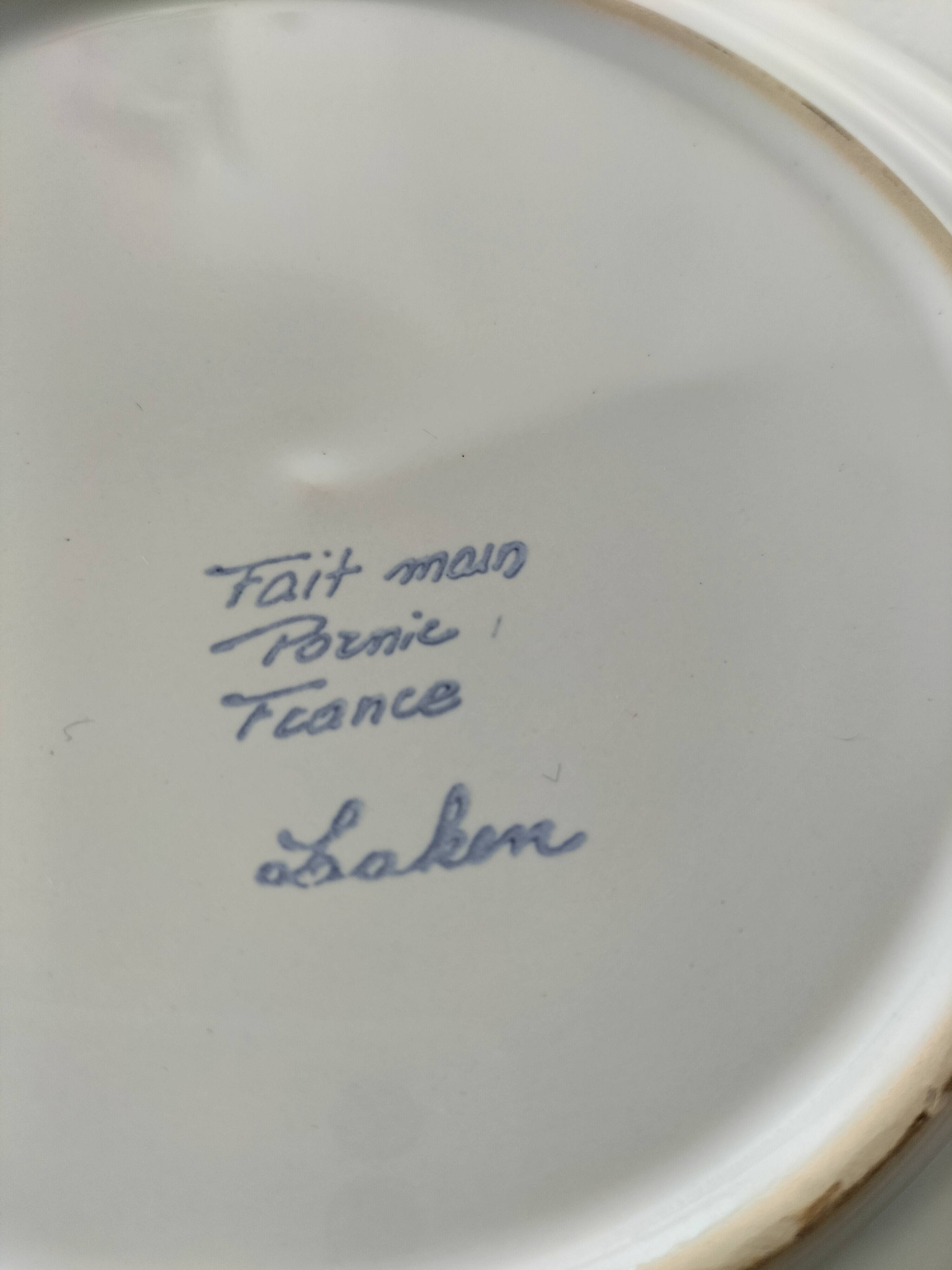 Assiette Faïencerie de Pornic modèle Laken peinte à la main