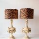 Pair of large painted wood table lamps. Spain, circa 1970s