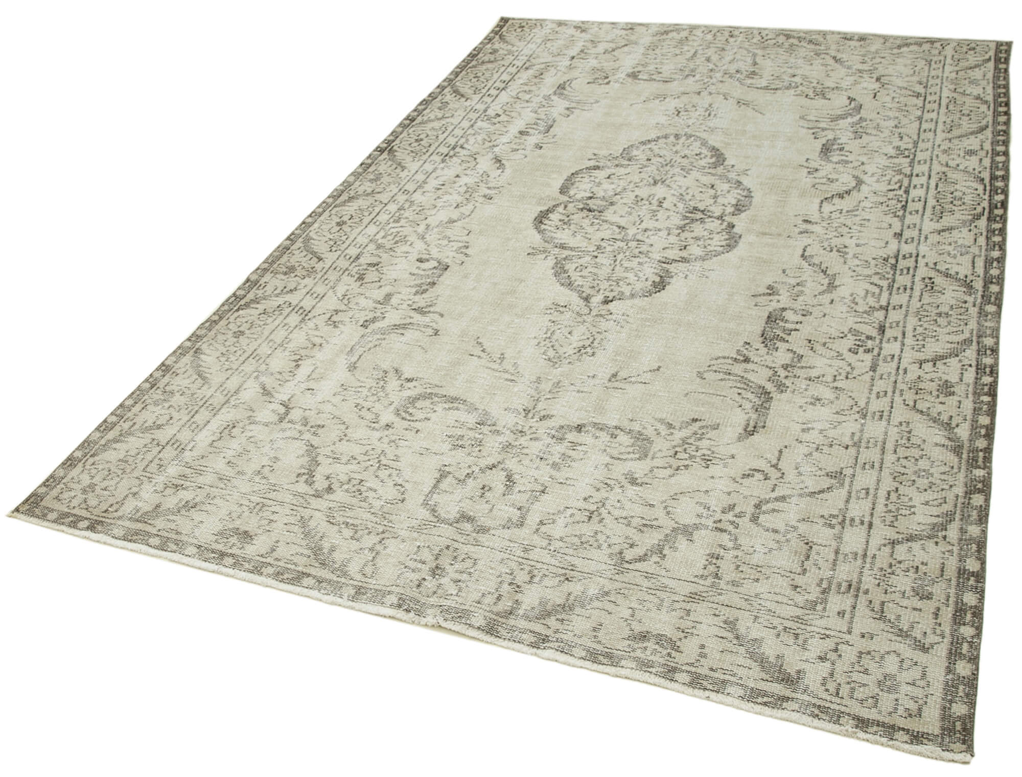 Handmade vintage oriental beige rug 169 cm x 291 cm