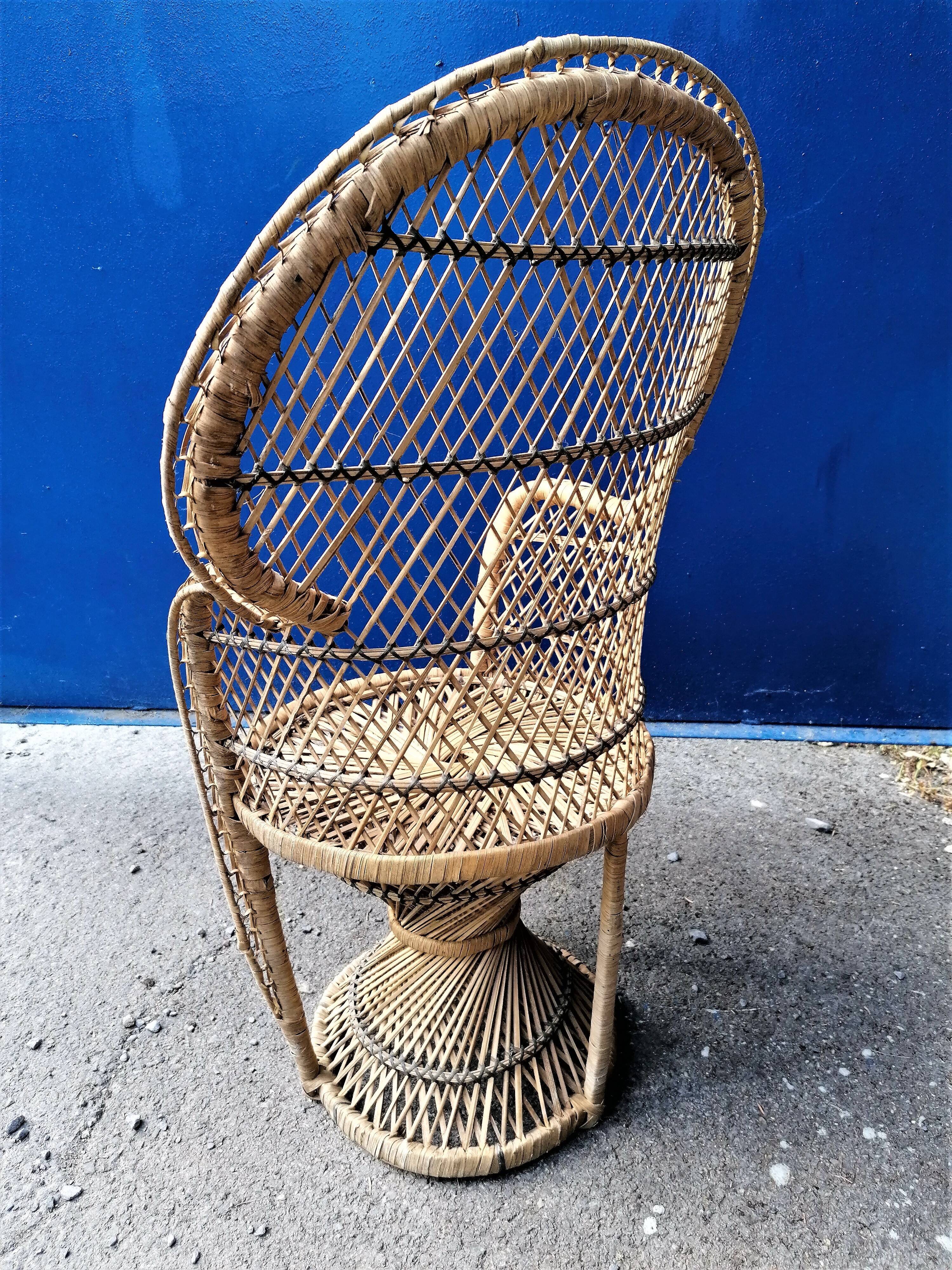 Armchair Emmanuelle size child wicker vintage rattan / Height: 80 cm