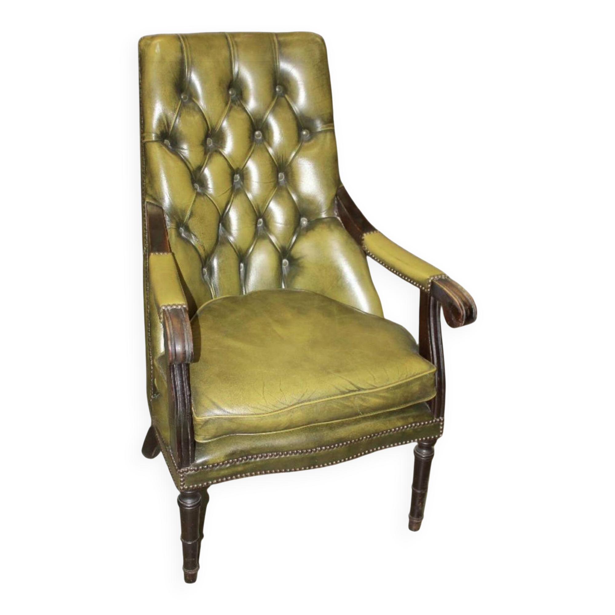 Tufted leather Chesterfield library chair, 1970s