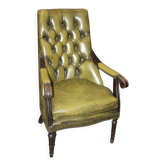 Fauteuil de bibliothèque Chesterfield en cuir capitonné, années 1970