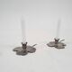 Two silver clover candleholders by Carl Frederik Christiansen, Denmark