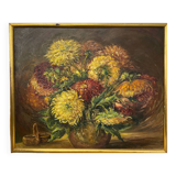 Georgina Cross tableau bouquet of flowers oil on panel