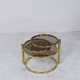 Mid century brass plated 3-tier swivel coffee table after Milo Baughman