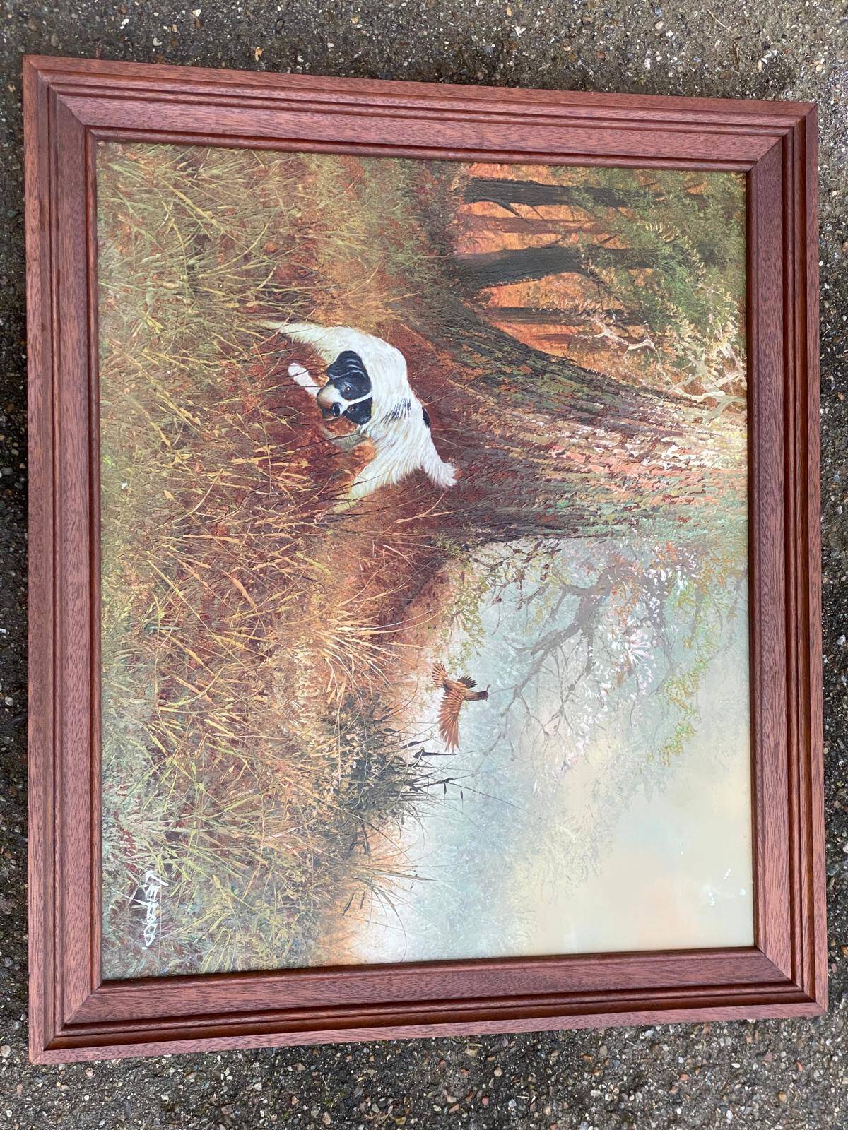 Tableau L Eiford oil painting on canvas hunting dog 68x58cm