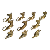 Set of 10 heavy brass horse coat rack wall hooks